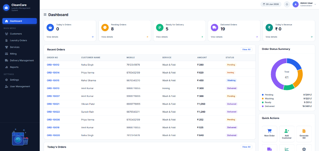 Laundry POS Interface